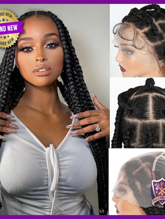 34 Inch Full Lace Braided Wig, Synthetic, Glueless, 22 Handmade Braids main image 5
